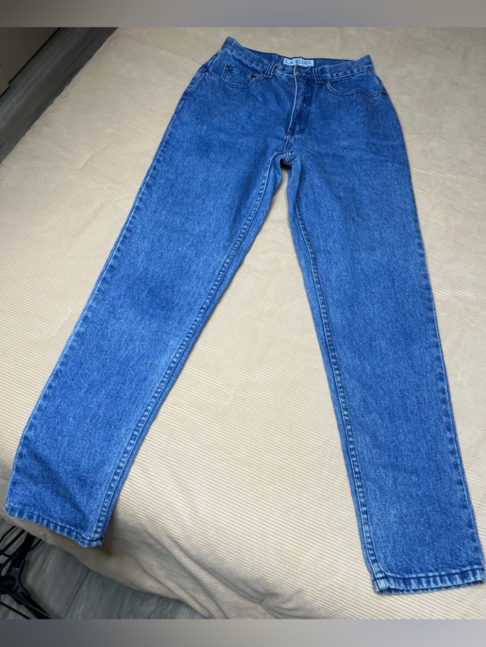 L.A. Blues Women's Blue High-Waist Straight Leg Jeans